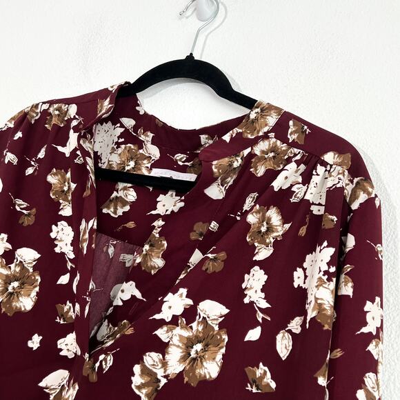 Marybelle Top Womens 2X Dark Floral Plus Size Popover Burgundy Boho Office Work - Picture 3 of 7